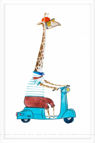 Постер "Жираф на самокате" А3 (30*40 см)