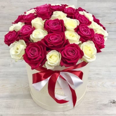 Коробка с цветами "Элизабет" 41 роза