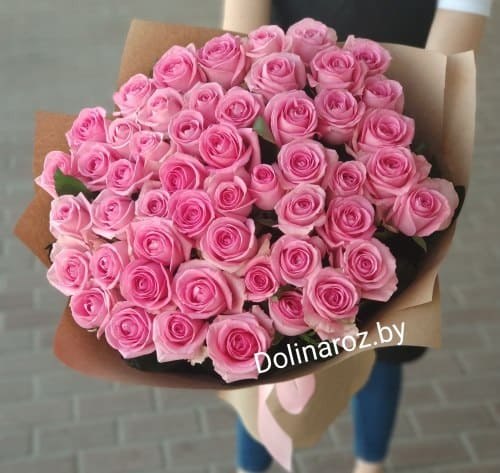 Букет цветов "Розовая пастила" 51 роза