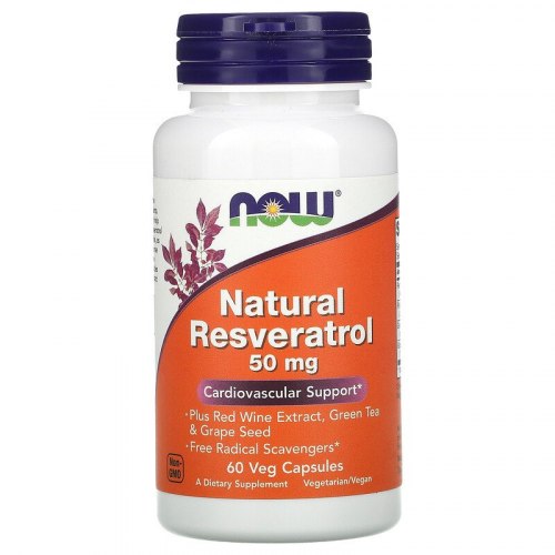 Ресвератрол 50 мг Natural Resveratrol Now Foods 60 капсул