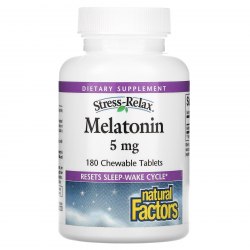 Стресс-расслабление мелатонин Stress-Relax Melatonin 5 мг Natural Factors 180 жевательных таблеток