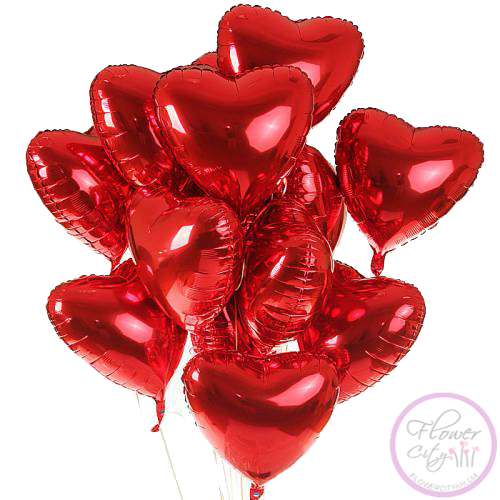 15 Фольгированных шариков сердцем