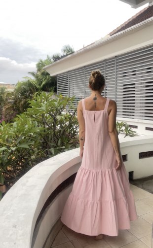 Платье LUNA из 100% льна светло-розовое