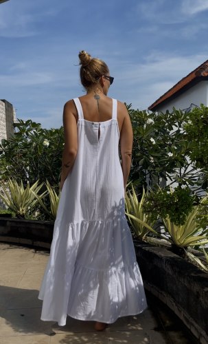 Платье LUNA из 100% льна белое