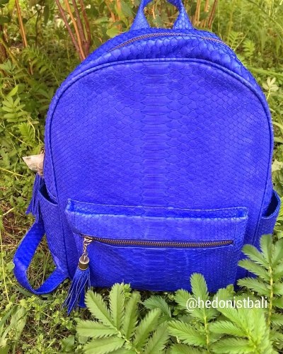 VANESSA рюкзак из натуральной кожи питона ярко-синий