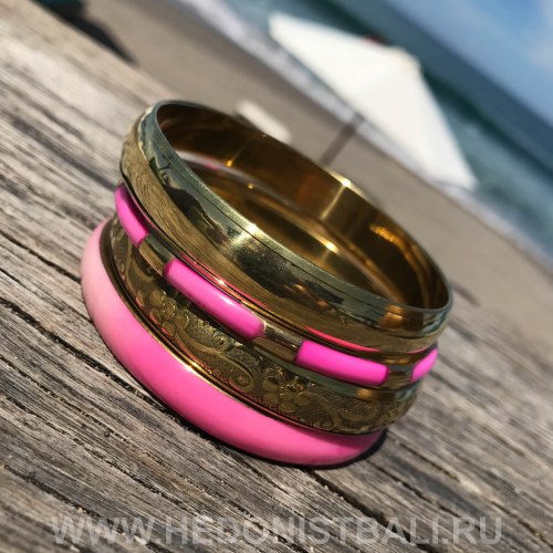 Комплект браслетов розово-золотой