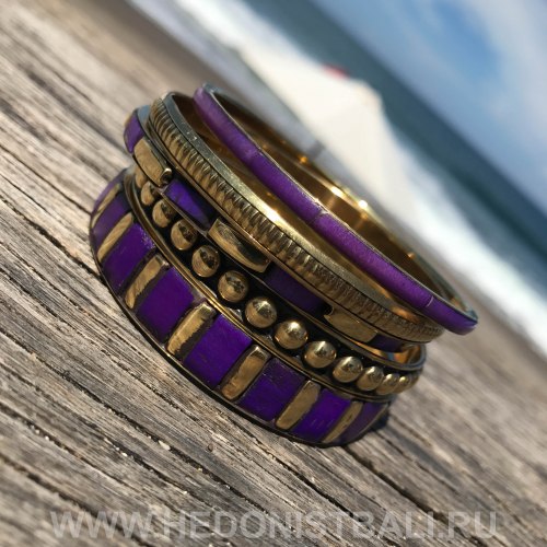 Комплект браслетов фиолетовый с золотым