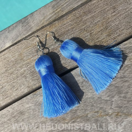 Серьги-кисточки голубые 8 см