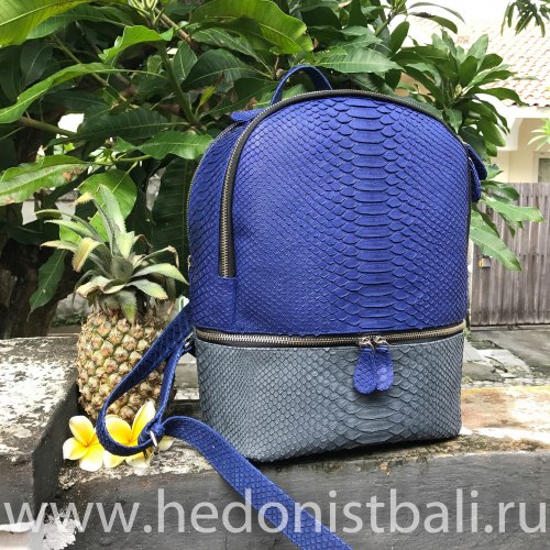Рюкзак из натуральной кожи питона MICHELE двухцветный сине-серый