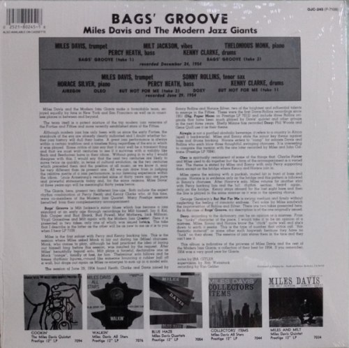 Виниловая пластинка Miles Davis - Bags' Groove (Analogue, Original Jazz Classics)