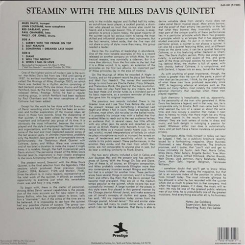 Виниловая пластинка MILES DAVIS - Steamin’ (Original Jazz Classics) Black Vinyl LP)