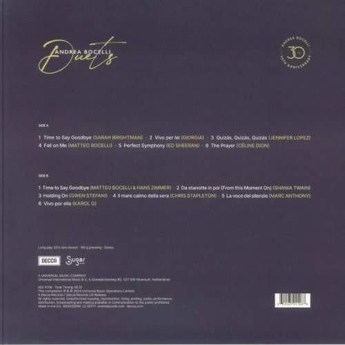 Виниловая пластинка ANDREA BOCELLI - Duets