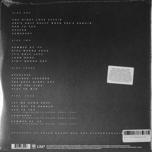 Виниловая пластинка BRYAN ADAMS - RECKLESS (2 LP, 180 GR)