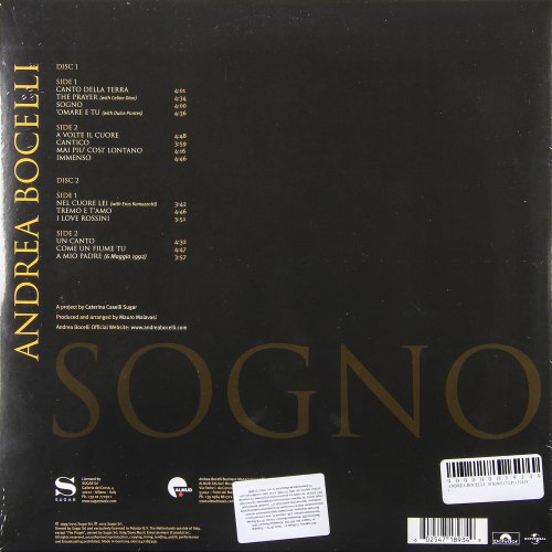 Виниловая пластинка ANDREA BOCELLI - SOGNO (2 LP, 180 GR)