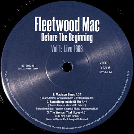 Виниловая пластинка FLEETWOOD MAC - BEFORE THE BEGINNING 1968-1970 VOL. 1 (3 LP, 180 GR)