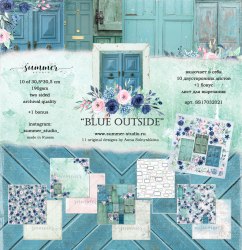 Набор двусторонней бумаги "Blue outside" 190гр, 30,5*30,5см, Summer Studio Blue outside