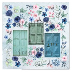 Набор двусторонней бумаги "Blue outside" 190гр, 30,5*30,5см, Summer Studio Blue outside