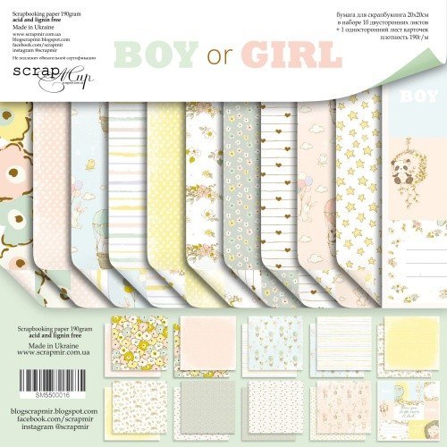 Набор двусторонней бумаги, 20х20 см, Scrapmir Boy or Girl