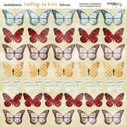 Лист двусторонней бумаги "Бабочки", 20x20 см. Scrapmir Falling in Love