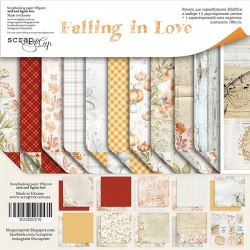 Набор двусторонней бумаги, 20х20 см, Scrapmir Falling in Love