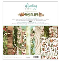 Набор бумаги Woodland, 12 листов + 1 лист для вырезания, 30 х 30 см., Mintay Papers