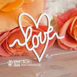 Чипборд надпись "Love" в сердечке ScrapBox