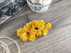 Розы 2 см, цвет жёлтый, 12 шт.