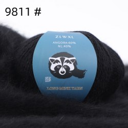 Пряжа Ангора 60 в моточках номер 9811 чёрный
