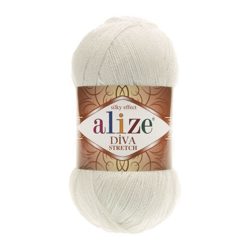 Пряжа Ализе Дива Стрейч (Alize Diva Stretch) цвет 62 молочный