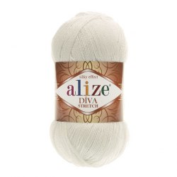 Пряжа Ализе Дива Стрейч (Alize Diva Stretch) цвет 62 молочный