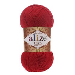 Пряжа Ализе Дива Стрейч (Alize Diva Stretch) цвет 106 красный
