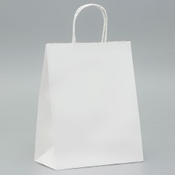 Пакет крафт без печати, белый, круглая ручка 22×12×28 см арт. 2682918
