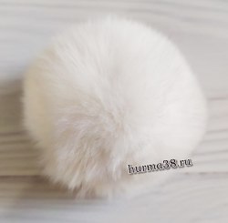 Помпон из кролика Рекси (8-10 см) цвет белый