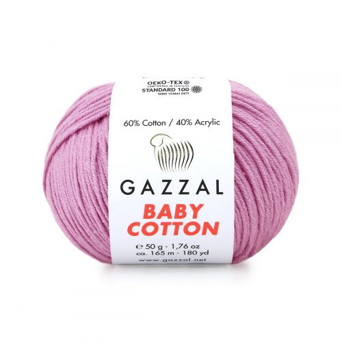 Пряжа Газзал Бейби Коттон (Gazzal Baby Cotton) 3422 розово-сиреневый