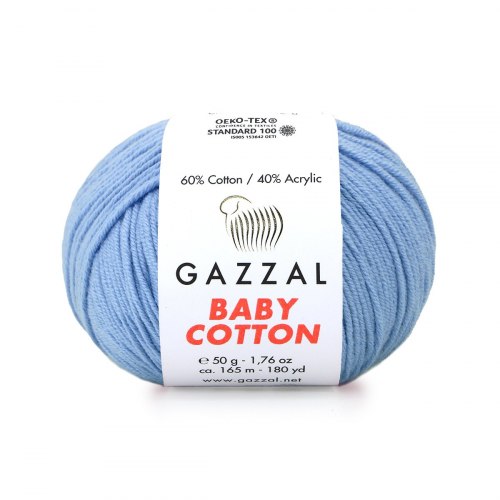 Пряжа Газзал Бейби Коттон (Gazzal Baby Cotton) 3423 голубой