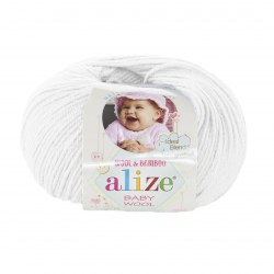 Пряжа Ализе Бейби Вул (Alize Baby Wool) 55 белый