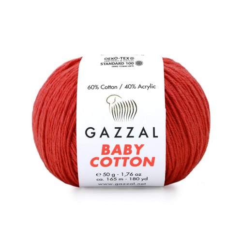 Пряжа Газзал Бейби Коттон (Gazzal Baby Cotton) 3418 яркий коралл