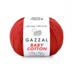 Пряжа Газзал Бейби Коттон (Gazzal Baby Cotton) 3418 яркий коралл
