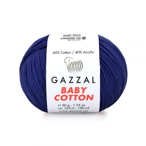 Пряжа Газзал Бейби Коттон (Gazzal Baby Cotton) 3438 тёмно-синий