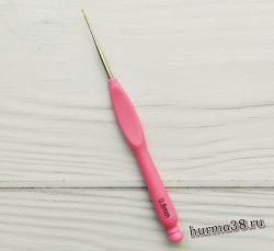 Крючок для вязания с пластиковой ручкой и золотым концом №0,8