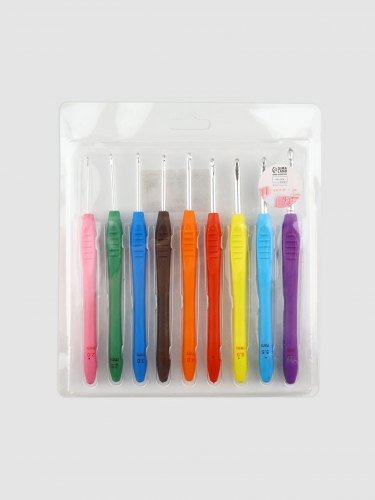 Набор крючков для вязания с каучуковой ручкой (9шт) №2-6