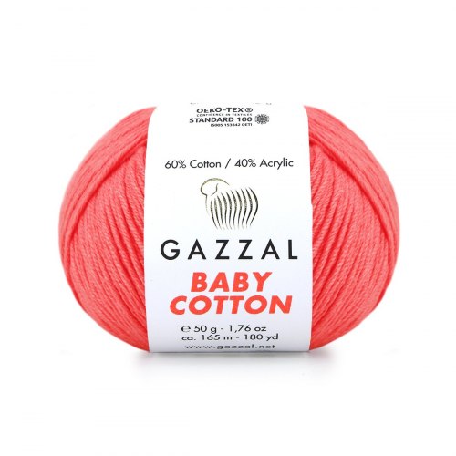 Пряжа Газзал Бейби Коттон (Gazzal Baby Cotton) 3460 розовый неон