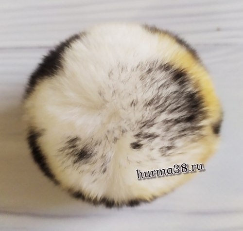 Помпон из кролика Рекси (8-10 см) цвет снежный барс