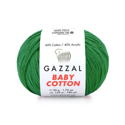 Пряжа Газзал Бейби Коттон (Gazzal Baby Cotton) 3456 изумруд