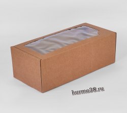 Коробка подарочная с окошком крафт 16 х 35 х 12 см арт. 2554393