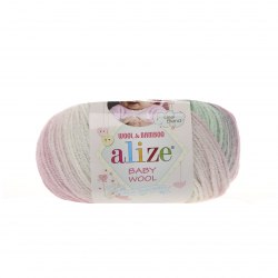 Пряжа Ализе Бейби Вул Батик (Alize Baby Wool Batik) 6541 розовый/серый/мята