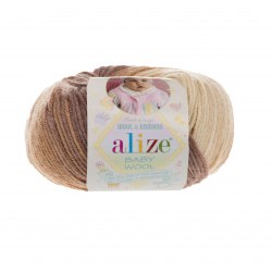 Пряжа Ализе Бейби Вул Батик (Alize Baby Wool Batik) 3050 коричнево-бежевый меланж