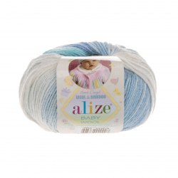 Пряжа Ализе Бейби Вул Батик (Alize Baby Wool Batik) 3564 голубой меланж