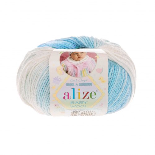 Пряжа Ализе Бейби Вул Батик (Alize Baby Wool Batik) 7543 бирюзовый меланж