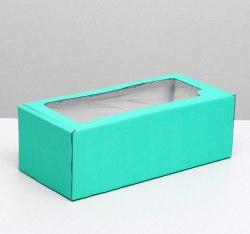 Коробка подарочная с окошком мятная 16 х 35 х 12 см арт. 4589014
